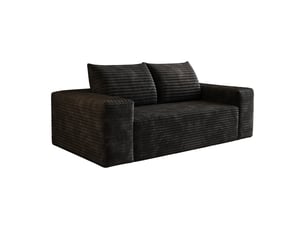 Canapé modulaire 3 places 180 cm en velours côtelé noir, sans montage