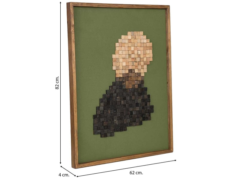 Tableau artisanal en bois recyclé relief vert beige et noir 62x4x82 cm h - Conforama C
