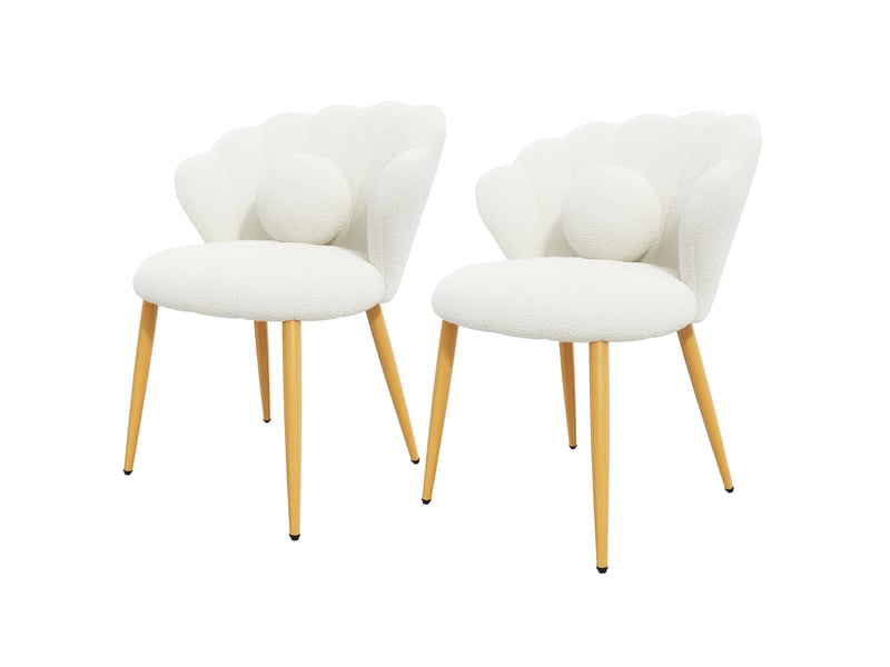  Lot de 2 chaises de salle à manger 60x62,5x83 cm en bouclé blanc  - Conforama E