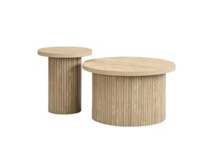 Tables basses gigognes avec 2 plateaux ronds, en mdf, naturel - uvrion