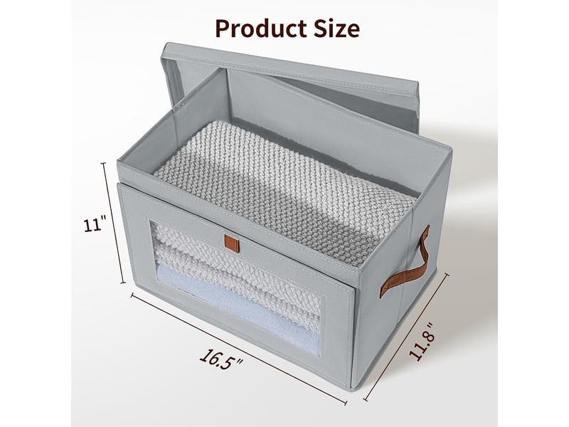  Boîtes de rangement pliables 2 pièces, organiseurs de placard en tissu avec poignées et fenêtre, gris  - Conforama C