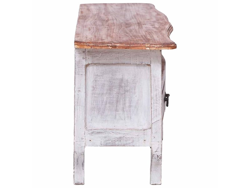  Meuble tv - banc tv - meuble de rangement 120x30x40 cm blanc bois d'acajou massif  - Conforama E