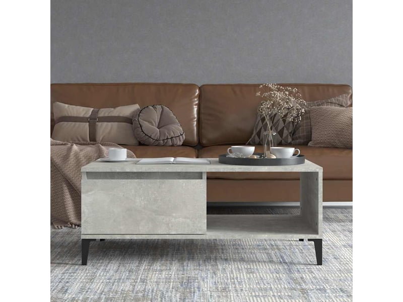  Table basse, table d'appoint, table de salon gris béton 90x50x36,5 cm bois d'ingénierie  - Conforama C