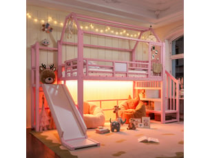 Lit mezzanine 90x200 cm <strong></strong> <strong>Morn Vibe</strong> coloris rose