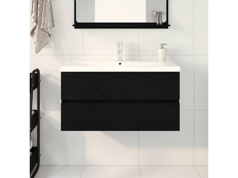  Meuble de lavabo de salle de bain, armoire de bain chêne noir 90 x 39 x 62 cm cf65544  - Conforama D