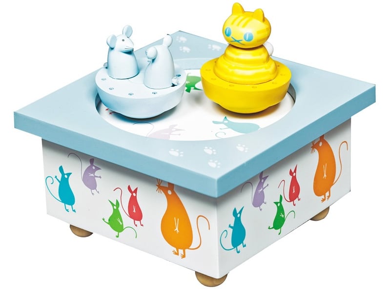  Boite a musique dancing bois chat et souris S95011 - Conforama A