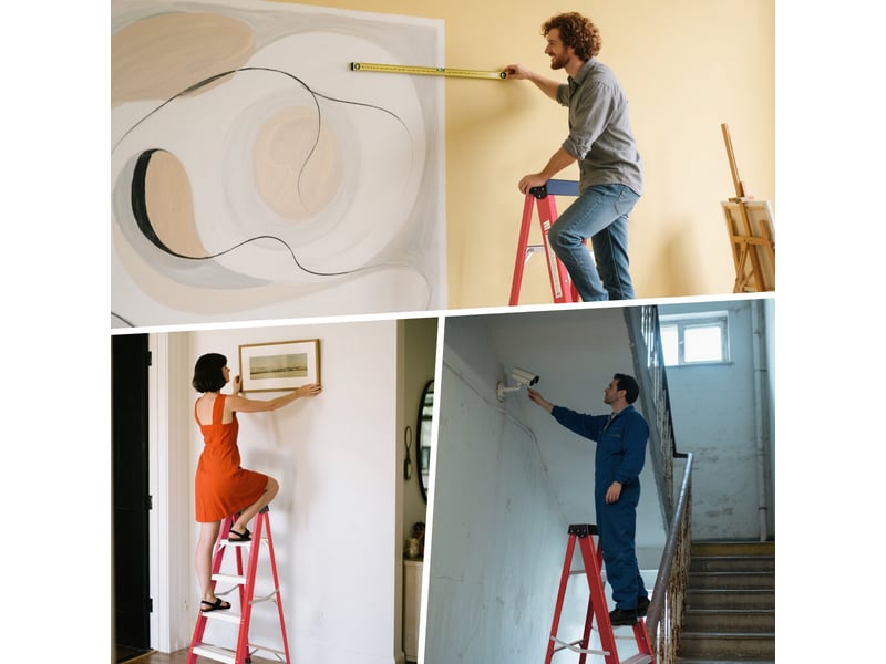  Escabeau en fibre de verre, échelle isolante pour électricien, 150 kg, rouge  - Conforama W
