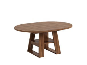 Table à manger extensible ronde 150x110x75 cm avec rangement, mdf, couleur noyer foncé