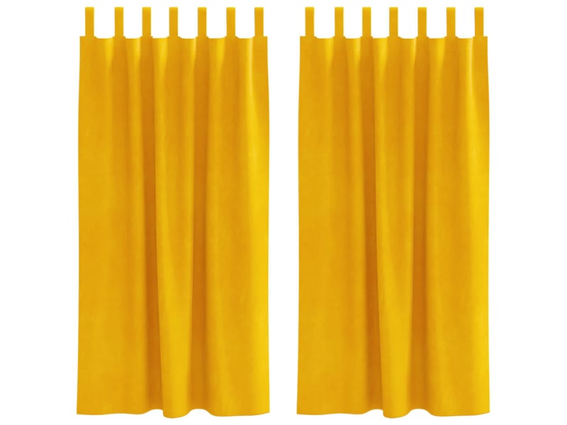  Lot de 2 rideaux, rideaux de fenêtre jaune moutarde 140 x 175 cm velours cf44079  - Conforama A