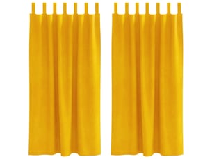 Lot de 2 rideaux, rideaux de fenêtre jaune moutarde 140 x 175 cm velours cf44079