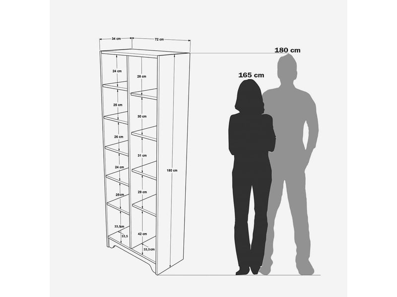  Colonne bibliothèque multifonction avec porte et étagères dairu - blanc  - Conforama D