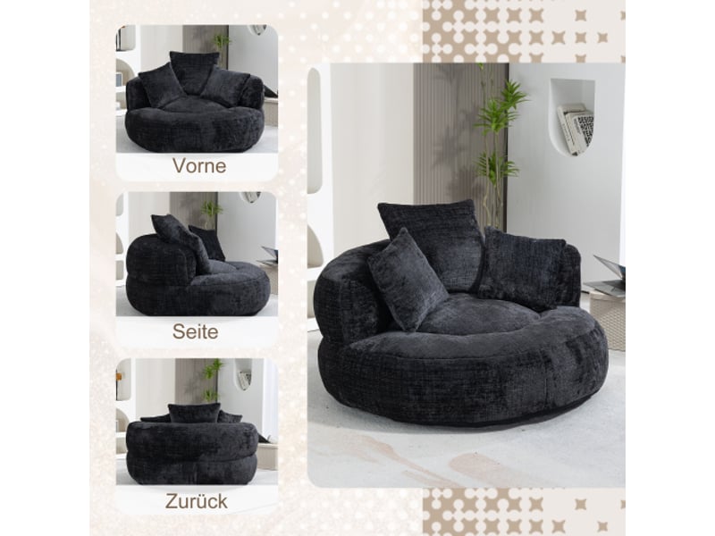  Deplimousse fixe 1 place tissu noir canapé noir - Conforama D
