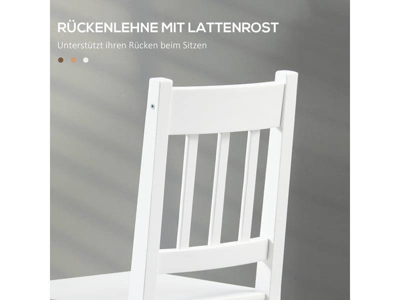  Chaises de salle à manger lot de 4 avec dossier ouvert  - bois de pin massif laqué blanc  - Conforama E