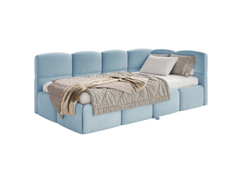  Selsey cloudy - lit rembourré - 170x185 cm - velours bleu clair - côté droit Cloudy - Conforama A