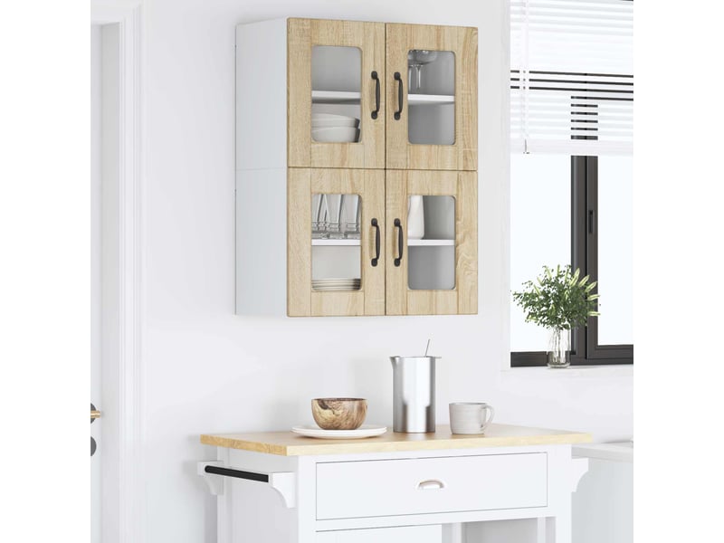 Meuble mural de cuisine, cabinet en verre mural 2 pcs chêne sonoma shl6465  - Conforama D