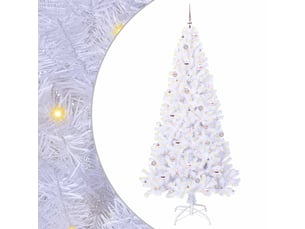 Sapin de noël artificiel, arbre de noël avec 300 led blanc 240 cm pvc et acier shl1737