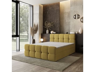 Lit avec rangement 160x200 cm <strong>MASSENO</strong> <strong></strong> coloris jaune