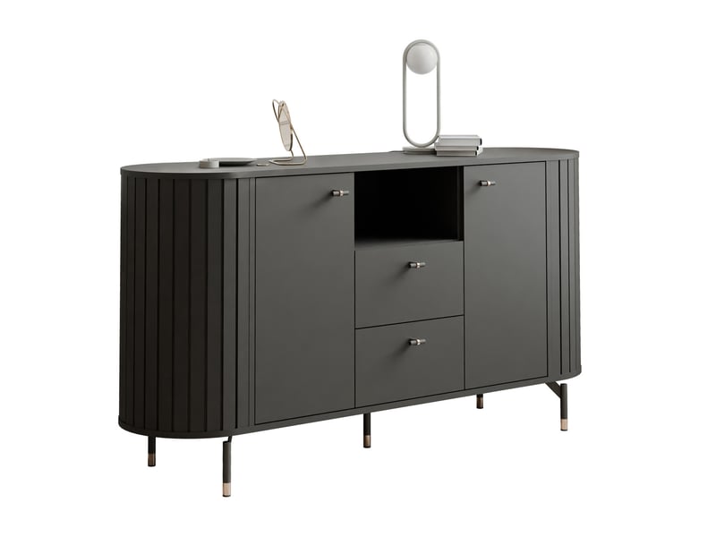  Commode salon sento - commode chambre - 190x40x81 cm - 2 portes et 2 tiroirs - noir SENTO - Conforama A