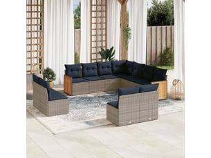Vidaxl ensemble de canapé de jardin 11 pcs avec coussins gris résine tressée