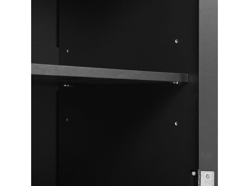  Buffet noir 160x35x76 cm, meuble de rangement spacieux avec 4 portes et 3 tiroirs pour salon moderne  - Conforama R