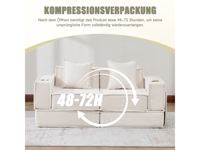  Canapé convertible, canapé-lit – en tissu, porte-gobelets, avec rangement, avec pouf, 2 places  - Conforama W
