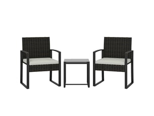 Salon de jardin 2 pièces ensemble de jardin en rotin 2 chaises de jardin table basse incluse coussins amovibles blanc crème