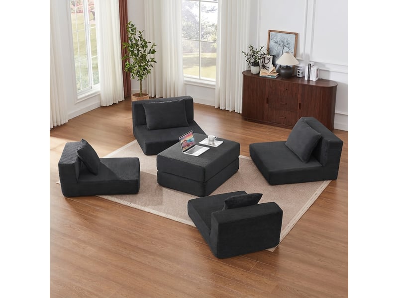  Canapé modulable 3 places loveeat cloud gris foncé en velours côtelé avec base antidérapante  - Conforama D