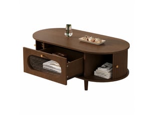 Table basse capsule coloris bois foncé - 50 cmx100 cm