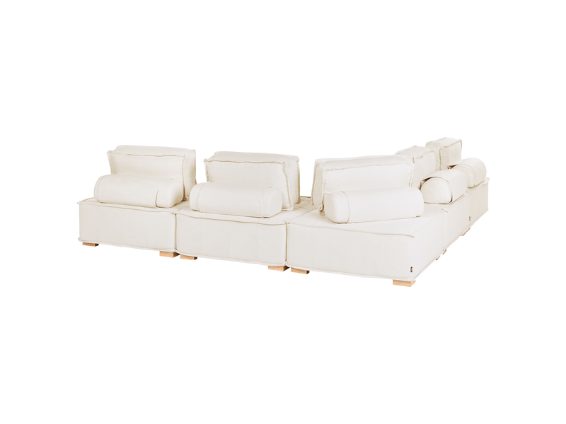 Canapé d'angle modulable 5 places tibro tissu blanc cassé côté droit  - Conforama E