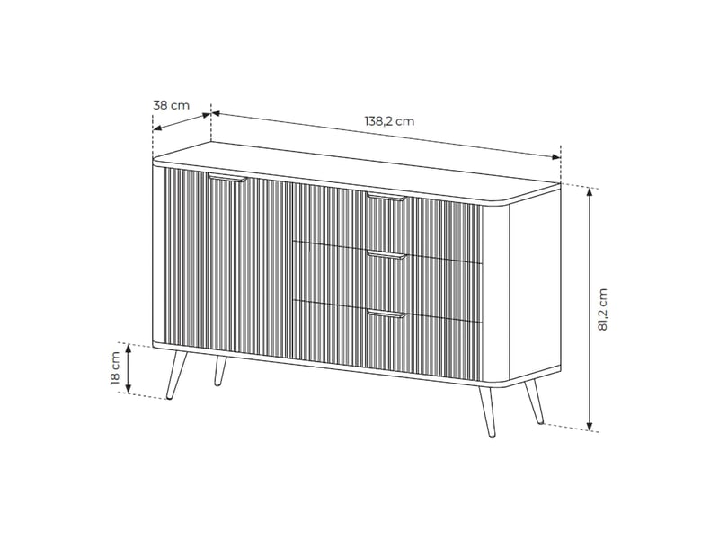  Buffet halilomo, enfilade 3 tiroirs, 138x38x81h cm beige Halilomo - Conforama E