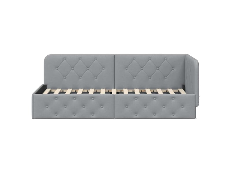  Lit simple- lit adulte -  cadre de lit d'angle gris clair 80 x 200 cm tissu  - Conforama D