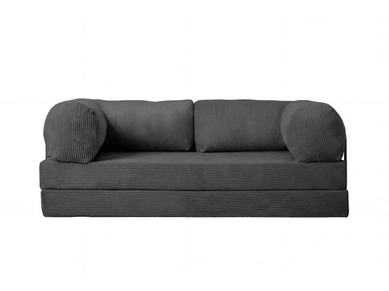  Cosima - canapé droit convertible petit velours côtelé 3 places noir  - Conforama A