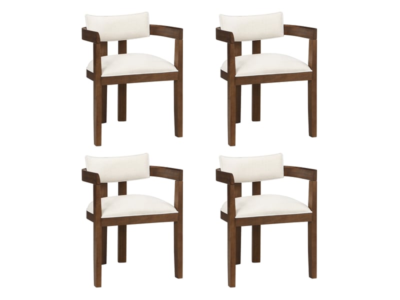  Lot de 4 chaises de salle à manger 57,5x60,5x78,5 cm avec accoudoirs bois noyer  - Conforama A