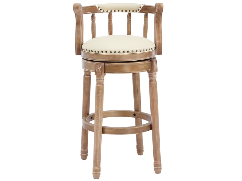  Tabouret de bar pivotant,54,8x54,8x96 cm,avec dossier,cuir véritable,blanc  - Conforama A
