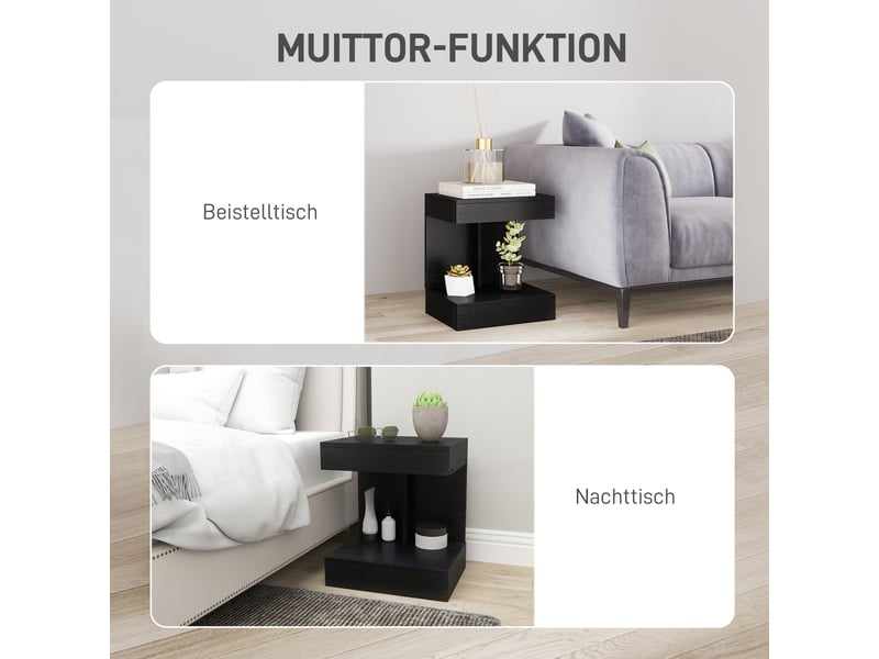  Table de chevet avec tiroir et niche de rangement noir 40 x 30 x 46 cm  - Conforama E