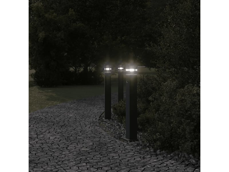  Lampadaires d'extérieur avec capteur 3 pcs 80 cm aluminium noir 02_0042566  - Conforama C