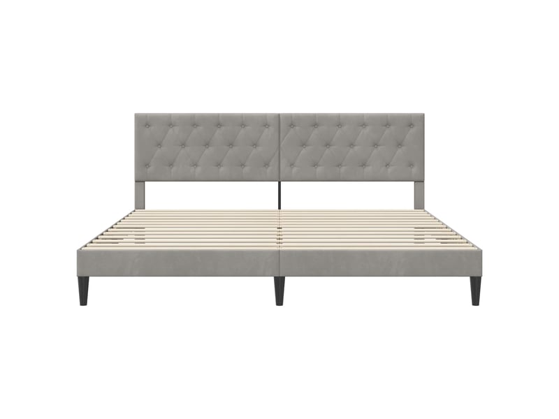  Lit double- lit adulte -  cadre de lit avec tête de lit gris clair 200 x 200 cm velours  - Conforama C