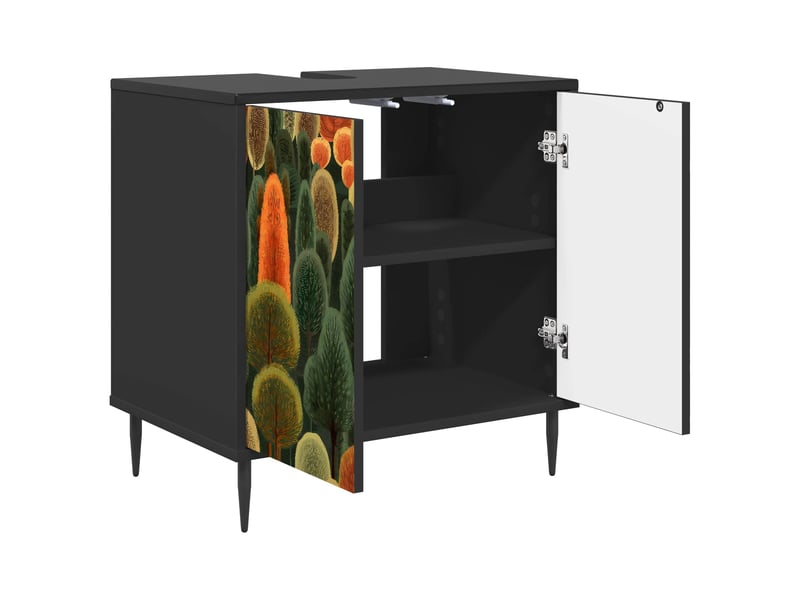  Armoire de salle de bain, meuble de rangement zaandam chêne noir 60x40x61 cm  - Conforama D