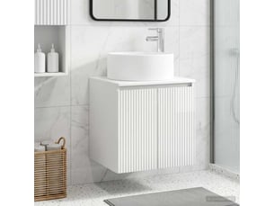Meuble de lavabo mural, rangement salle de bain blanc brillant 49.5x44.5x65.5 cm