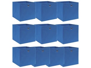 Boîtes de rangement 10 pcs bleu 32x32x32 cm tissu