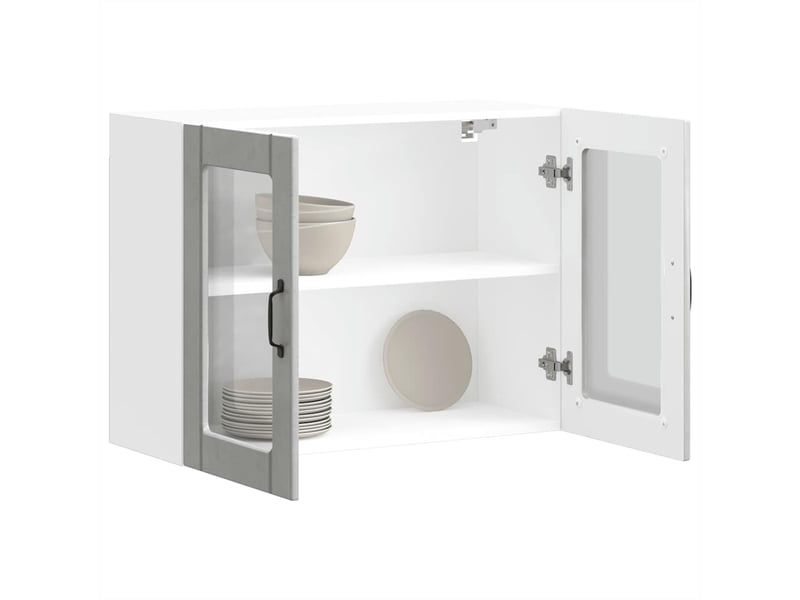  Armoire murale de cuisine avec porte en verre lucca gris béton shl3169  - Conforama B