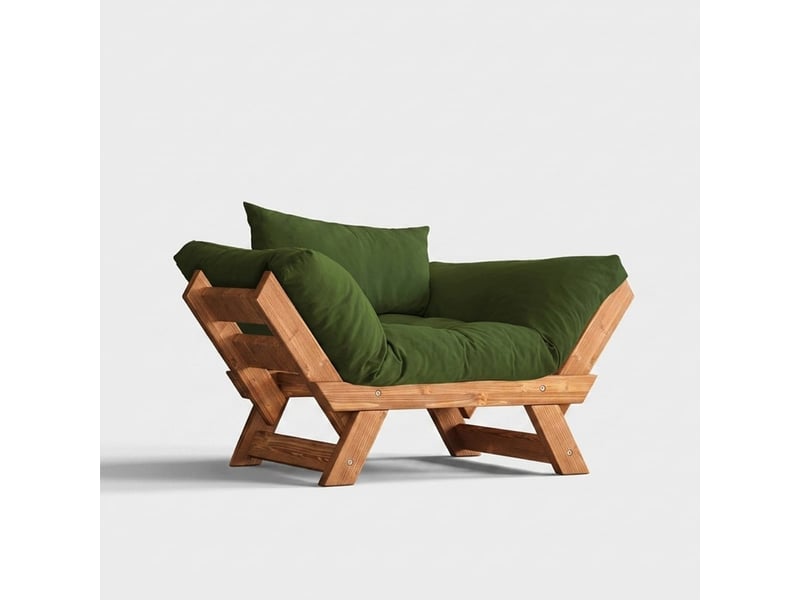  Canapé-lit elara en bois et lin imperméable - vert foncé  - Conforama A