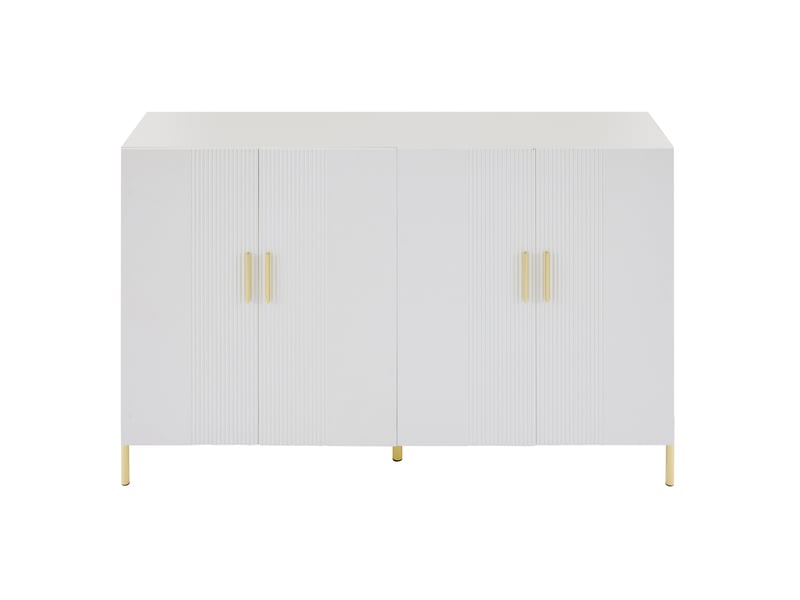  Buffet haut modenvie 4 portes 160 x 35 x 100 cm blanc mat détails dorés  - Conforama A