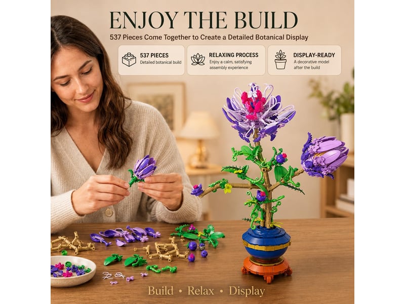Set de construction fleur de la passion violette, 537 pièces – briques décoratives pour adultes - Conforama D