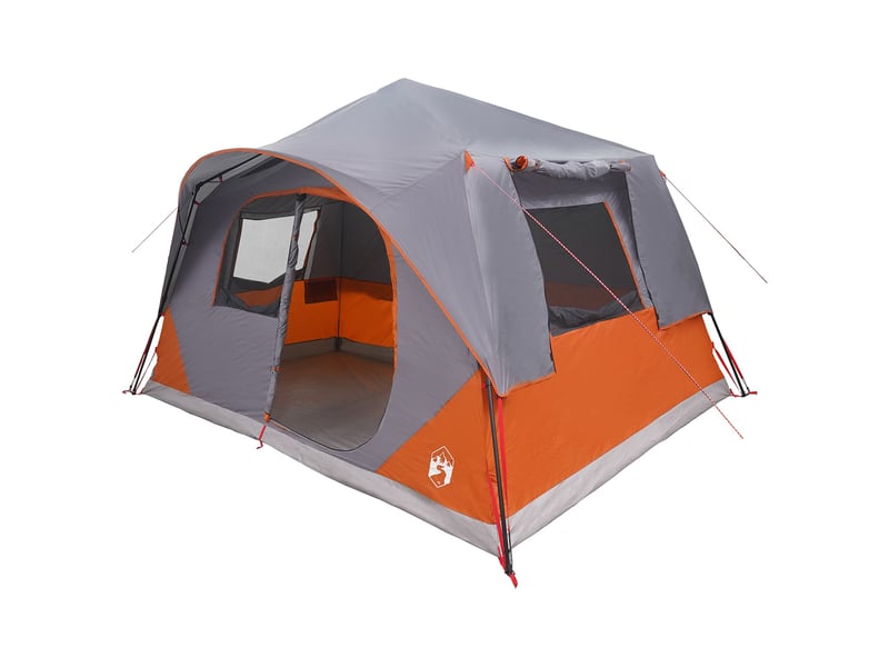 Tente instantanée, tente de camping 8 personne gris et orange polyester et acier - Conforama A