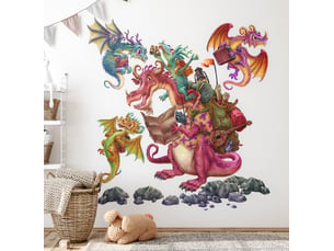 Sticker mural - famille de contes de fées de dragons100x134 cm