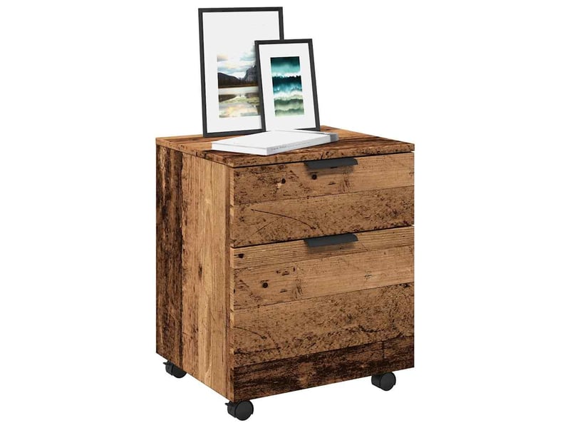  Caisson de bureau, classeur mobile roues vieux bois 45x38x54 cm bois d'ingénierie  - Conforama B