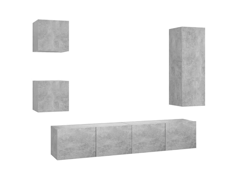  Ensemble de meubles tv 5 pcs gris béton bois d'ingénierie shl18152  - Conforama A