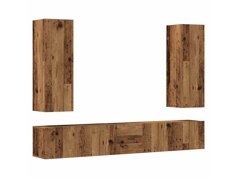  Ensemble de meuble tv - banc tv - meuble de rangement mural 5 pcs vieux bois bois d'ingénierie  - Conforama A