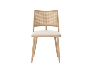 Lot de 6 chaises de salle à manger pu beige, dossier rotin - style naturel intérieur